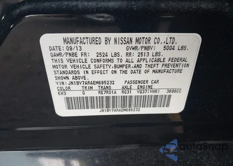 2014 Infiniti Q50 Premium from USA, damaged, VIN JN1BV7AR4EM695232